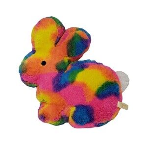 Dan Dee Rainbow Tie Dye Bunny Easter Pillow Plush 15x16” Big Bright Fun